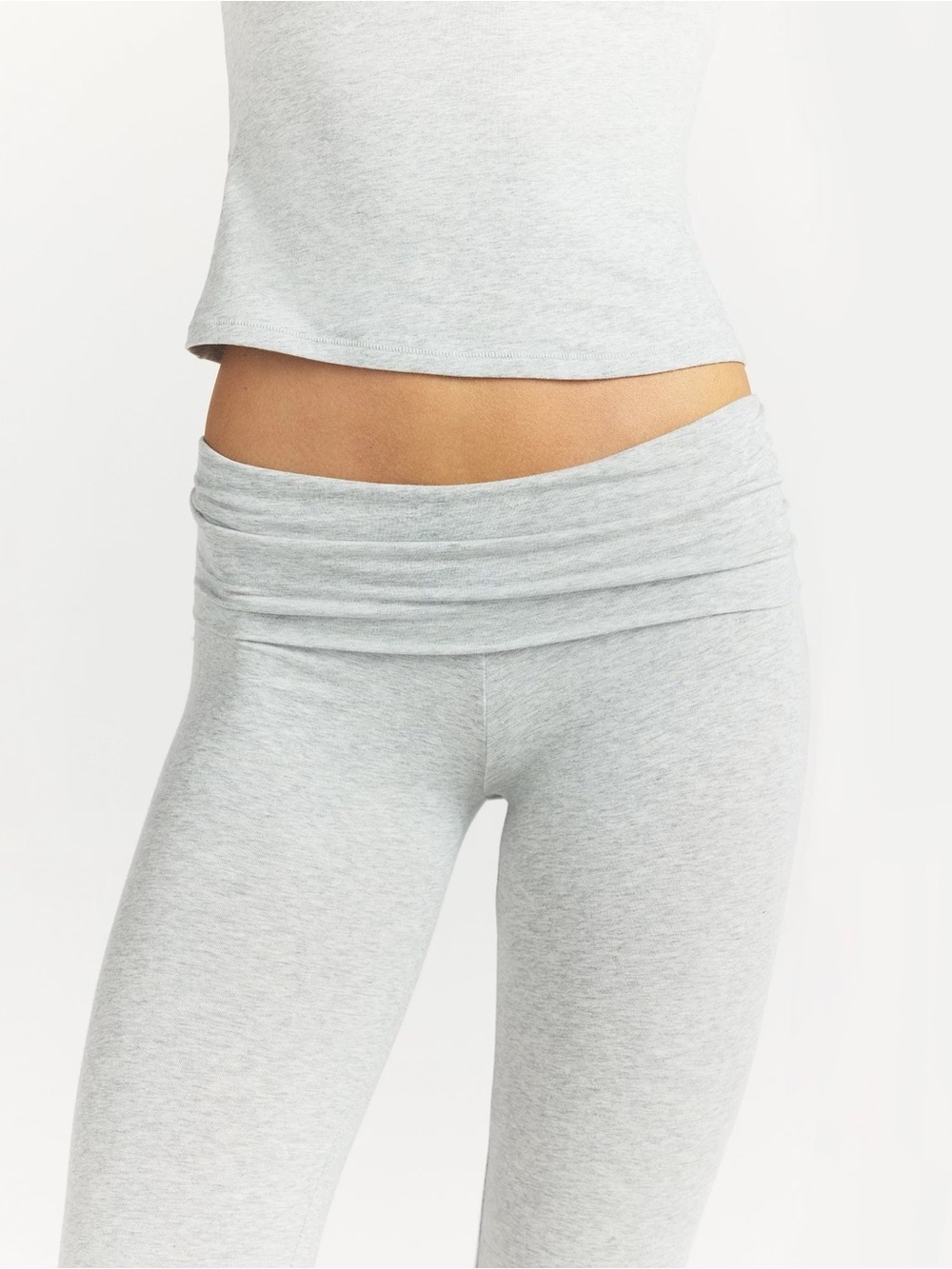 SKIMS Cotton Jersey Fold Over Capri Pant Light Heather Gray